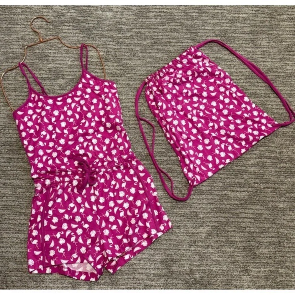 Cosa Bella Girls‎ Tropical Flamingo Romper Pajamas with Drawstring size XL